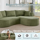 thumbnail of Merax Sofa set, 2-Sitzer + Linke Chaiselongue, mit Getränkehalter & Kissen, Bogenförmiges Design, Cordstoff, Grün