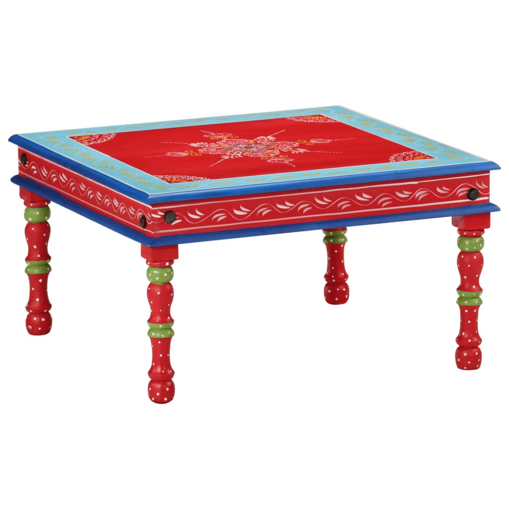 Table basse rouge bois de manguier massif peint à la main Modèle Floriane Moderne