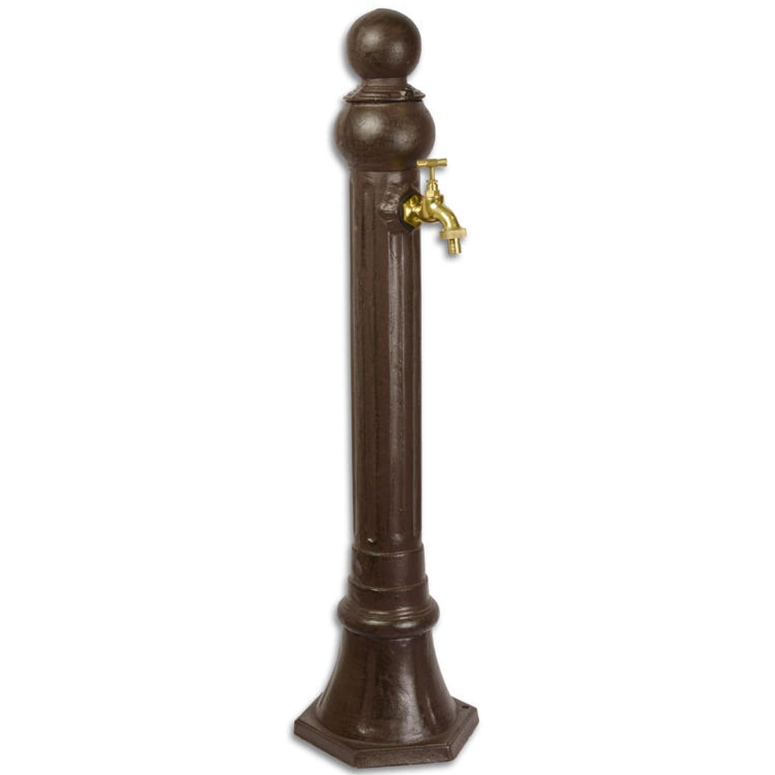 Wasserzapfstelle Garten Wasserzapfsäule Antik-Stil Braun 84 cm Standbrunnen