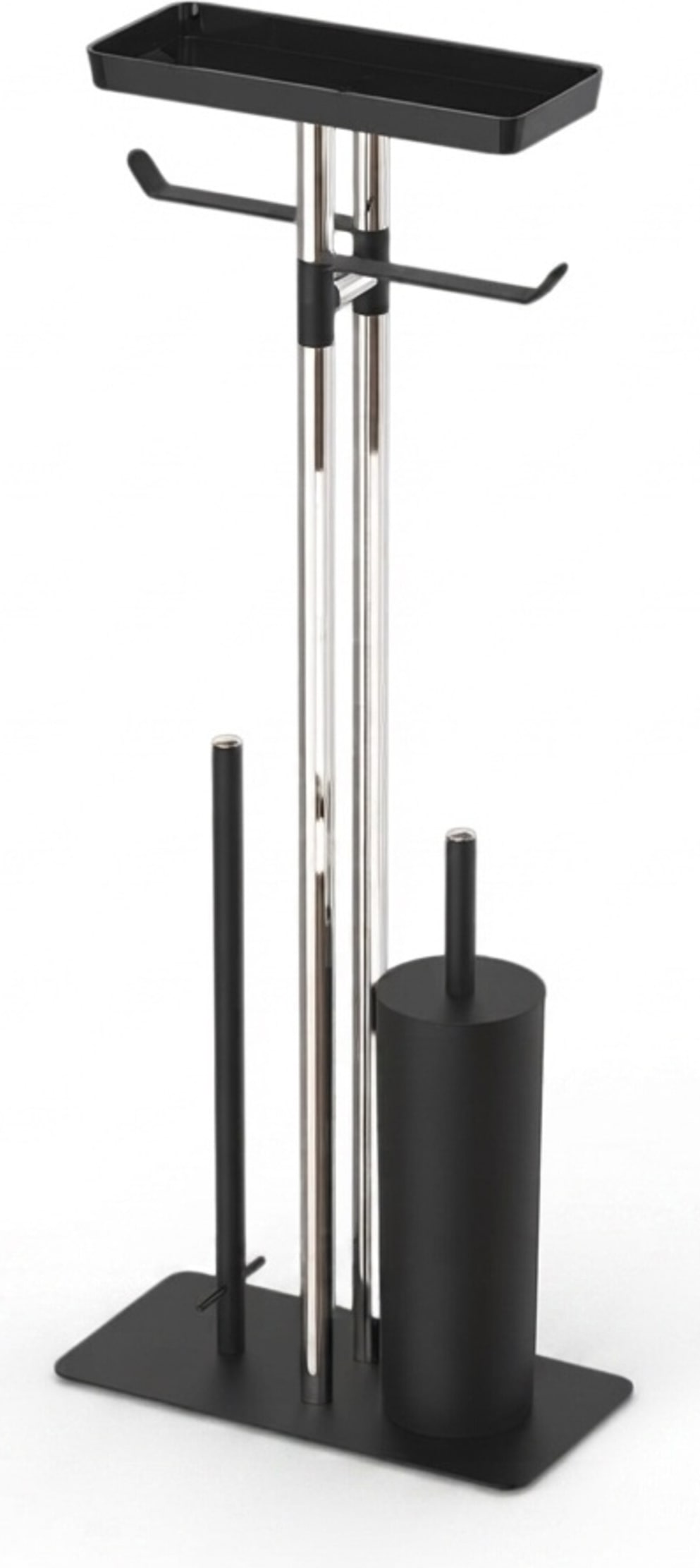 Relaxdays WC-Garnitur, Edelstahl, Ablage & Rollenhalter, freistehend, 3 in 1, HBT: 77x30x15cm, Toilettenbutler, schwarz