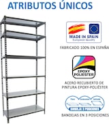 thumbnail of SimonRack Estantería Metálica, 2500x900x300 mm, 6 Alturas, Bandeja Metal, 180 kg de Punto Flexión, Antracita/Galva - Simonclick