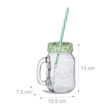 thumbnail of Relaxdays Trinkgläser mit Strohhalm, 8er Set, 400 ml, Gastro, Deckelgläser mit Henkel, Ice Cold Drink Gläserset, bunt