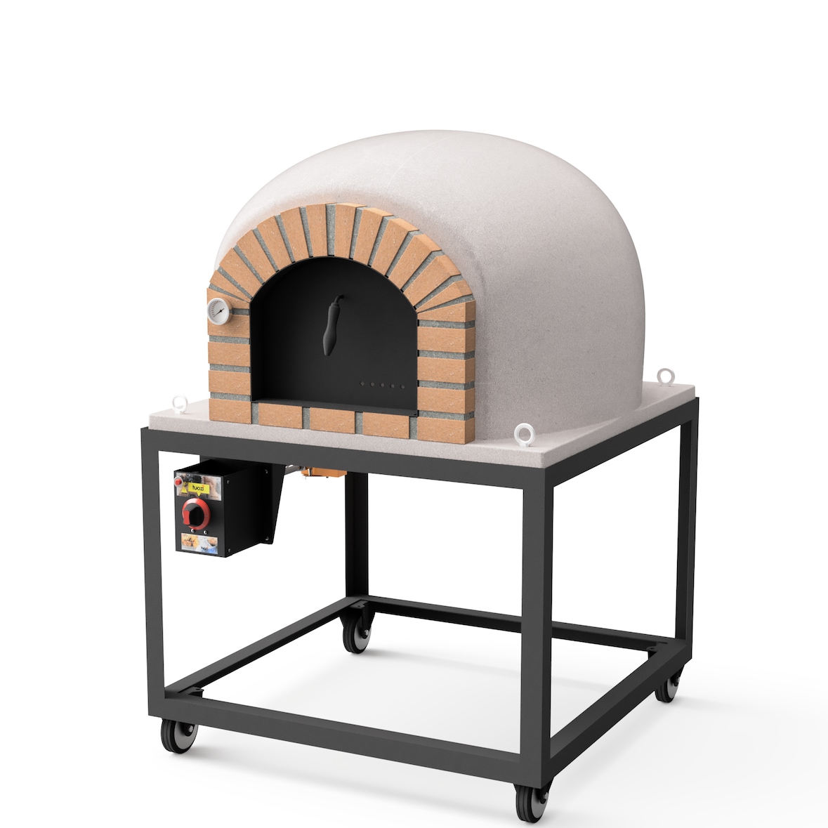 MF - Holzbackofen für den Außenbereich Modell STROMBOLI (Weiß - 100 x 100 x 157 cm) – Isoliert mit Kork und 3 Keramikmatten