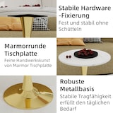 thumbnail of Couchtisch Rund Gold+Weiß 72x70x70 cm Kunstmarmor Tisch mit hoher Basis, minimalistisches Mid Century Design, vielseitig als Sofa und Beistelltisch