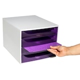 thumbnail of Module ECOBOX 4 tiroirs Linicolor gris/violet transparent