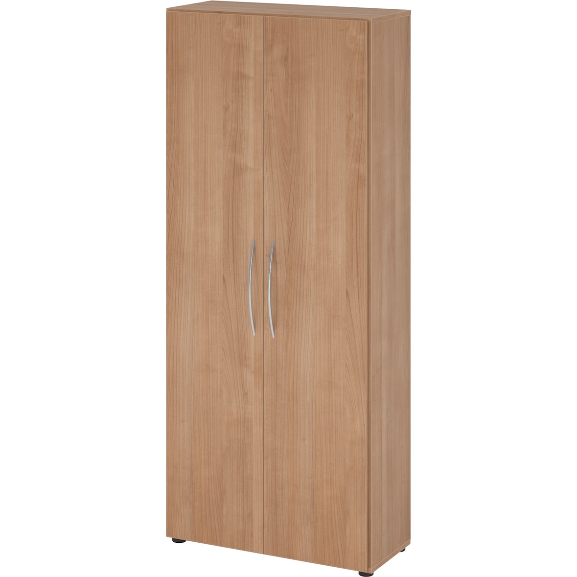 bümö Mehrzweckschrank 80cm breit, Aktenschrank o. Schuhschrank hoch, Schrank mit Regal, Küchenschrank in Nussbaum aus Holz, Vorratsschrank &
