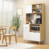 thumbnail of Alacena de cocina mueble auxiliar de cocina con 3 puertas cajón estante ajustable encimera para microondas y toallero 93x40x180 cm natural