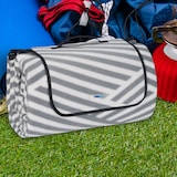 thumbnail of Relaxdays XXL Picknickdecke, 200x300 cm, Fleece Stranddecke weich, wärmeisoliert, wasserdicht, mit Tragegriff, grau/weiß