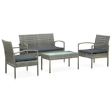 thumbnail of vidaXL 4-tlg. Garten-Lounge-Set mit Auflagen Poly Rattan Grau