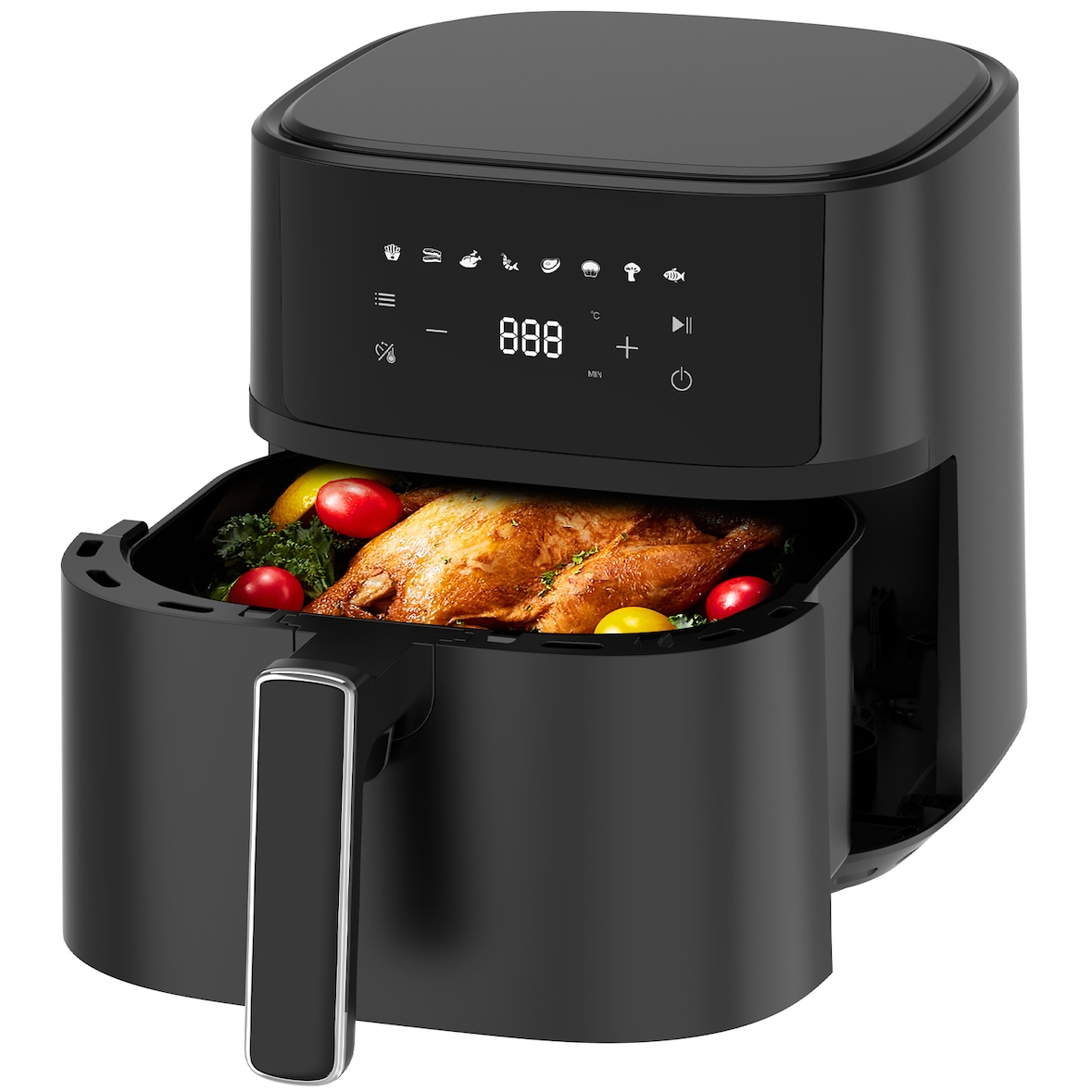 6,5L Heißluftfritteuse 1700W - XL Airfryer mit Timer, Metall-Innenraum, 8 Programme, Digitaldisplay, Ohne Öl, mit Rezeptbuch, Spülmaschinenfest