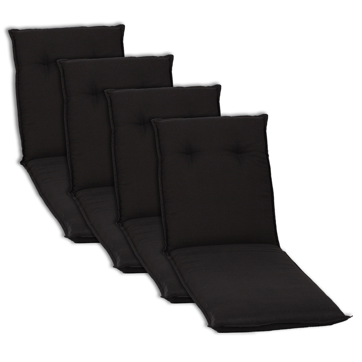 NYVI Liegenauflagen Piemont - Polsterauflage mit Halteband & Bindebändern Dessin:Anthrazit AUB91,Größe:4x Liegenauflage