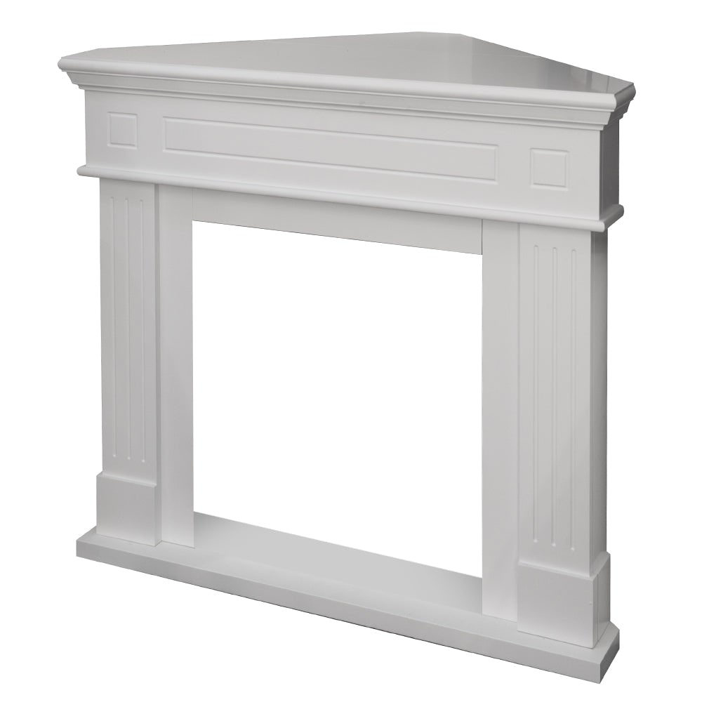 Eckkaminverkleidung aus Holz, B 110 x T 63 x H 102 cm, Ford Weiß