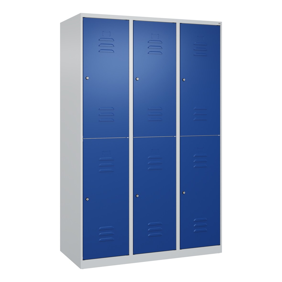 C+P Spind Classic PLUS, 6 Abteile, HxBxT 185x120x50cm, Zylinderschloss, Hellgrau/Enzianblau von PROREGAL