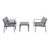 thumbnail of aro Outdoor loungeset, 4-delig, staal/synthetische stof, 2 enkele fauteuils, 1 2-zitsbank, 1 salontafel, zwart/grijs