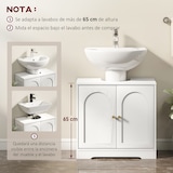 thumbnail of HOMCOM mueble bajo lavabo mueble de baño con 2 puertas con diseño de arco estante ajustable tiradores dorados 60x30x65 cm blanco