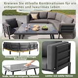 thumbnail of Merax Modulares Gartenmöbel-Set für 8 Personen, Ecksofa Sofa, Glastisch, Sessel & 2 Hockern, mit Sitzkissen & Rückenkissen, wetterfeste, Grau