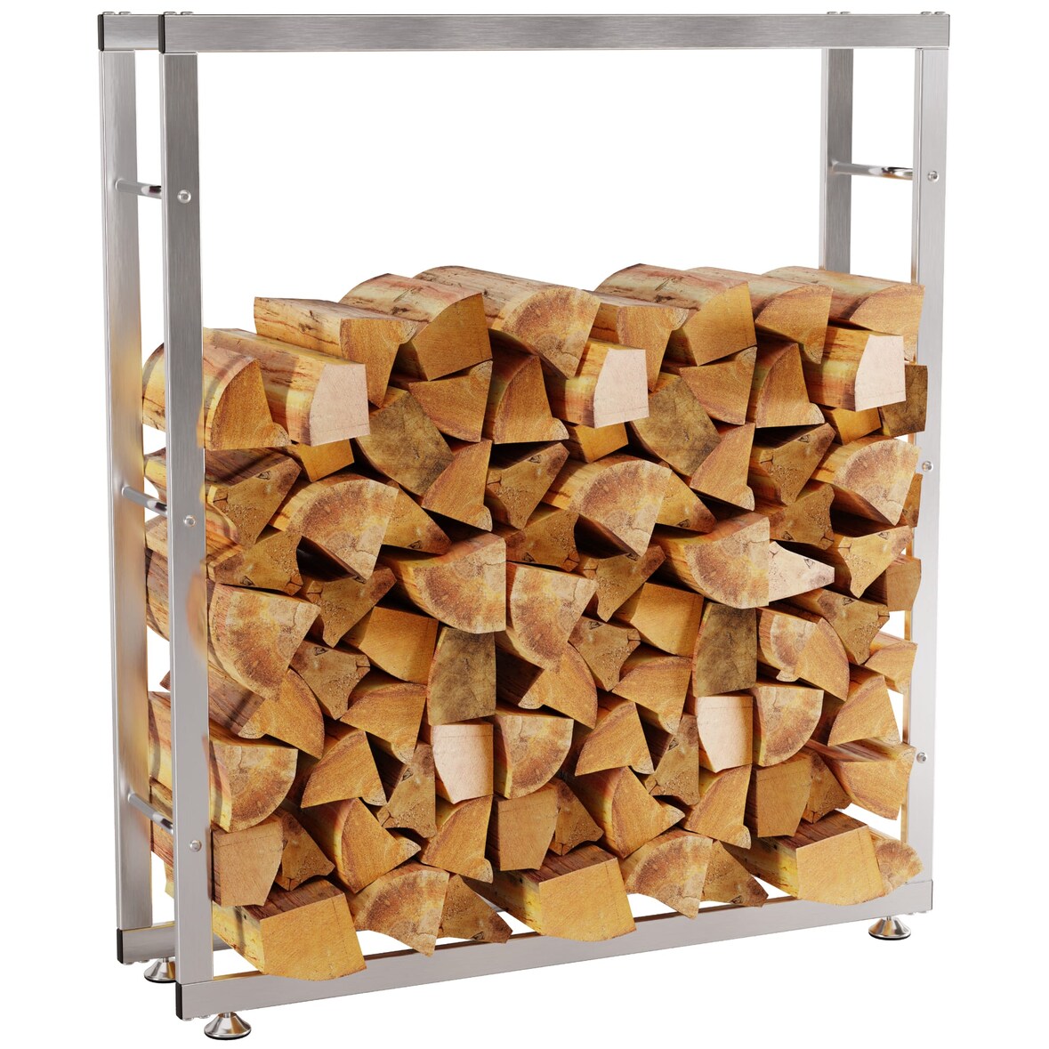 DELUKE® Kaminholzregal innen Metall SATLO für Feuerholz Brennholzregal innen Kaminholzständer Kaminholzhalter FeuerholzregalEdelstahl, 25x100x125cm