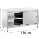 thumbnail of Royal Catering - Royal Catering Meuble Bas en INOX Plan De Travail Professionnel Cuisine Armoire Basse RCSSCB-150x70-E (Capacité 600 kg, 150 x 70 x