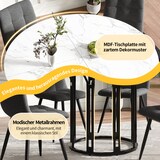 thumbnail of Essgruppe Esstisch Set 5 teilig Schwarz 100x100x74 cm mit 4 Stühlen MDF Marmoroptik Metallgestell, verstellbare Füße, modern