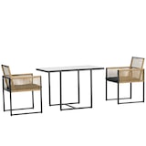 thumbnail of Conjunto de mesa y sillas de jardín exterior juego de 3 piezas sillas con respaldo plegable y cojines y mesa de cristal diseño anidado