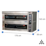 thumbnail of Cleiton® Horno de Pizza Industrial Doble Eléctrico 8+8x32 cm con Suelo Cerámico Refractario y Termostato de Calidad | Temperatura max 400°C - 13200 W