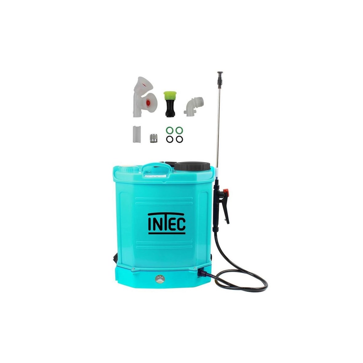 Pulvérisateur à batterie 16Litres 5 Bar Batterie 12V/ 8.0 Ah Chargeur + Lance INOX extensible + 3 Buses INTEC