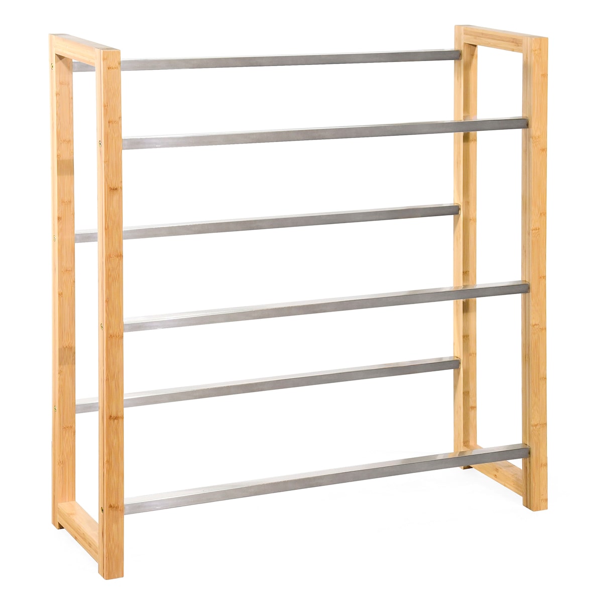 Bambus Flaschenkastenständer "Flash" - Robustes Lagerregal für Büro, Küche, Garage oder Flur / 112 x 106 x 32 cm