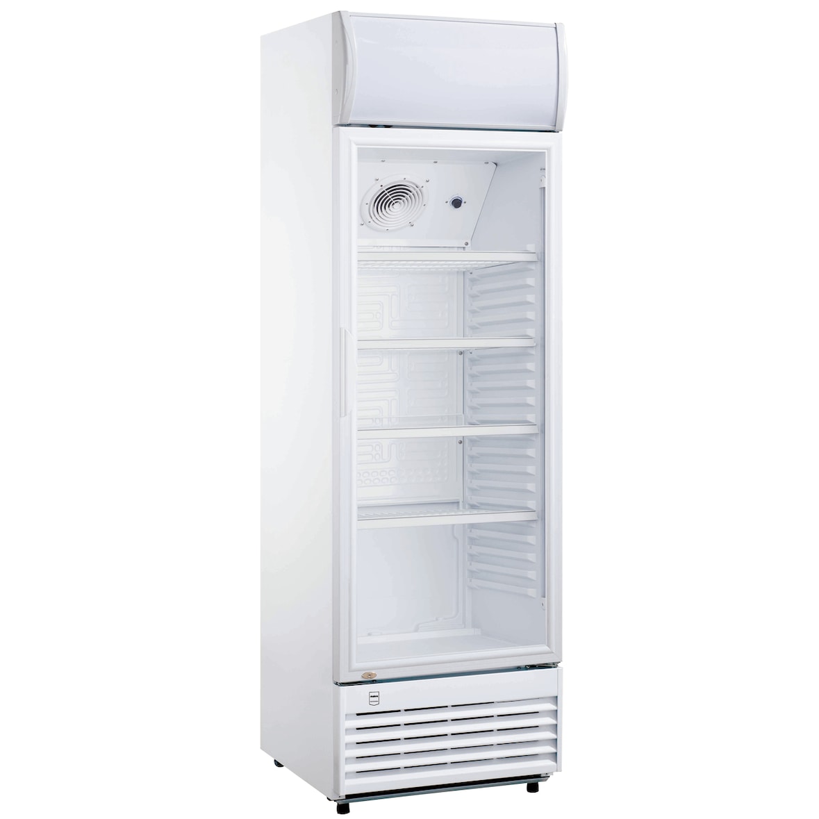 METRO Professional Frigorífico con puerta de vidrio GSC2350, plástico/acero, 62x63.6x201.1cm,324l, enfr. por aire,180 W, con cerradura, blanco