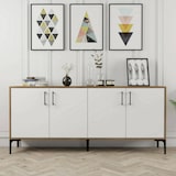 thumbnail of Dmora Credenza Dpedrol, Buffet da soggiorno, Madia da salotto, Dispensa da cucina, 180x35h78 cm, Noce e Bianco