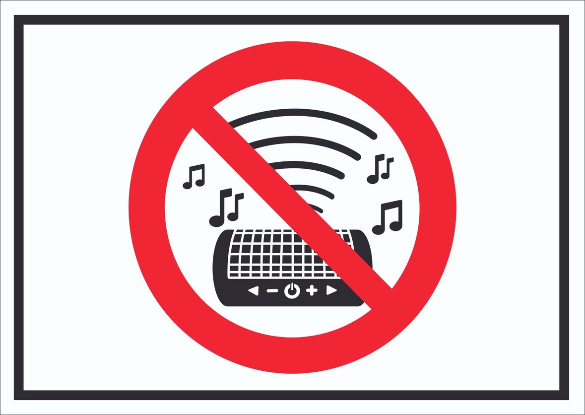 Schild Laute Musik verboten Symbol A4 Rückseite selbstklebend
