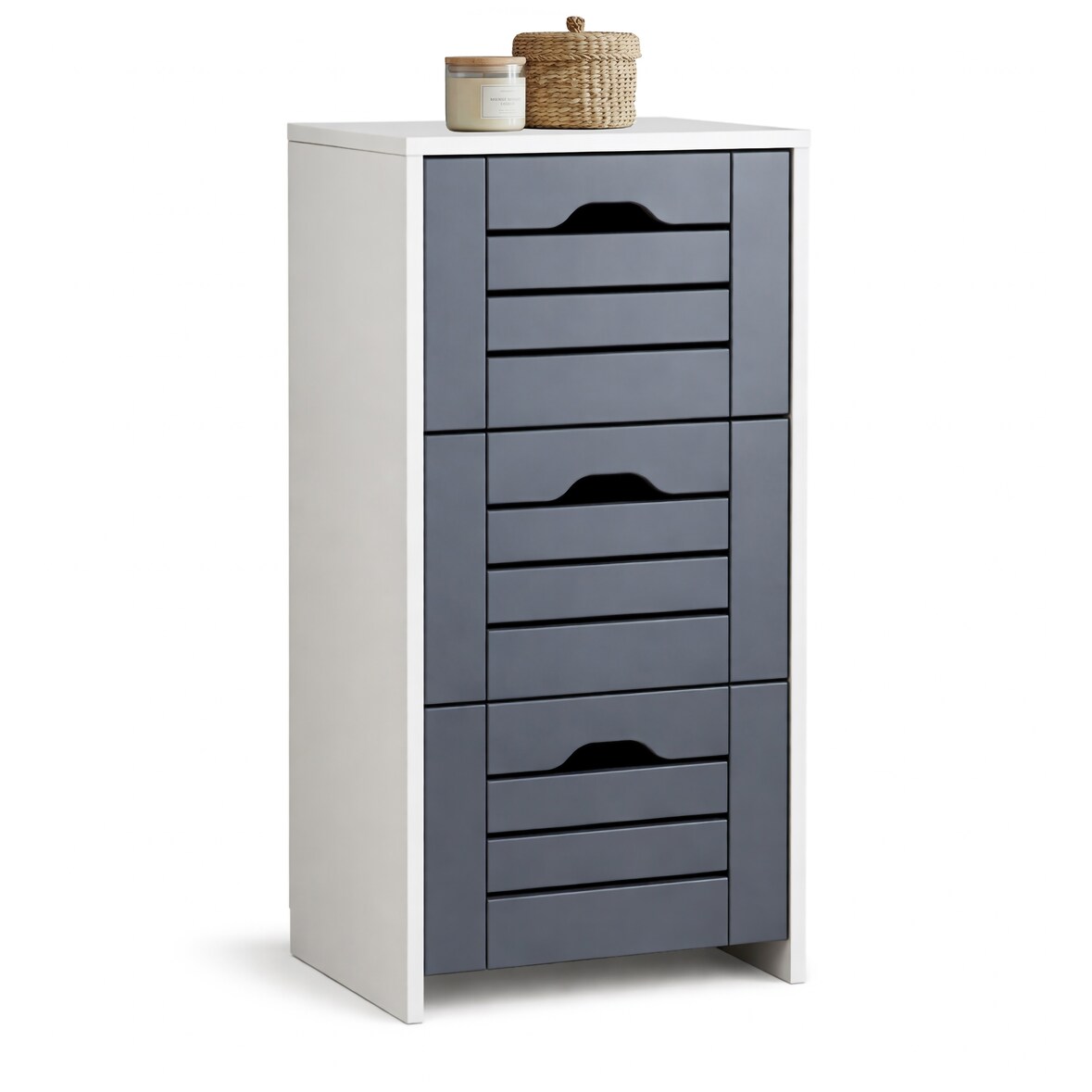 VCM Badmöbel Midischrank Flonali Weiß / Anthrazit H. 76 x B. 38 x T. 28 cm