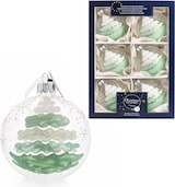 thumbnail of 6 Weihnachtskugeln Glas 8cm Tannenbaum Motiv Christbaumkugeln Christbaumschmuck Wintermotiv Baumdeko Transparent Mint