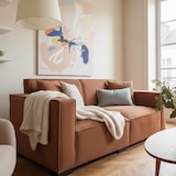 thumbnail of Canapé droit en velours côtelé 2 places L 180 cm terracotta