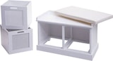 thumbnail of Décoshop26 - Bank aus weißem Paulowniaholz und MDF mit weißem Kissen und Aufbewahrungsboxen 47x75x40cm BAN04054