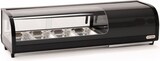thumbnail of Vetrina Frigo Sushi - Refrigerata - da Banco - Vetri Curvi - Motore Incorporato - Nera - 4 GN 1/3 - 117x42x26,5h cm