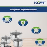thumbnail of Kopf Topfset Merkur aus Edelstahl - Induktionstöpfe mit Schüttrand, Literskala und Glasdeckel – 6-teilig