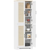 thumbnail of HOMCOM alacena de cocina mueble auxiliar de cocina con estantes ajustables puertas de ratán y sistema anti-vuelco 60x30x170 cm blanco