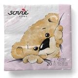 thumbnail of Sovie HOME Serviette Teddy in Rosa aus Tissue 33 x 33 cm, 3-lagig, 20 Stück - Taufe, Baby-Shower