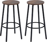 thumbnail of Barhocker 2er Set 42x42x65 cm Braun mit Fußstütze Stahlgestell rutschfeste Füße Industrial Design Sitzfläche in Holzoptik