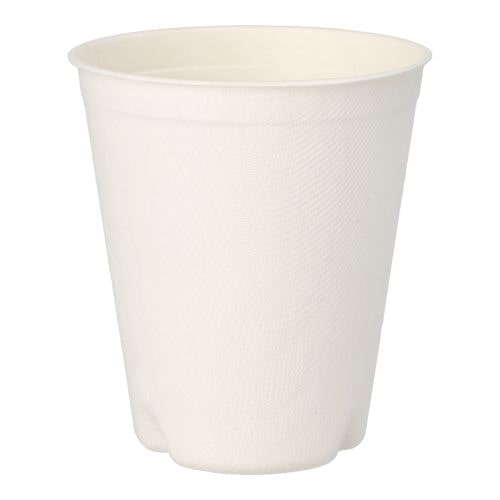 120 Trinkbecher Zuckerrohr `pure` 0,3 l Ø 9 cm · 10 cm weiss für Heißgetränke