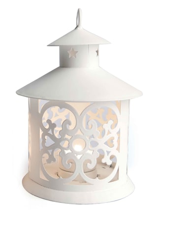Excelsa lanterna Nordic Christmas ferro 12x12x19 cm bianco