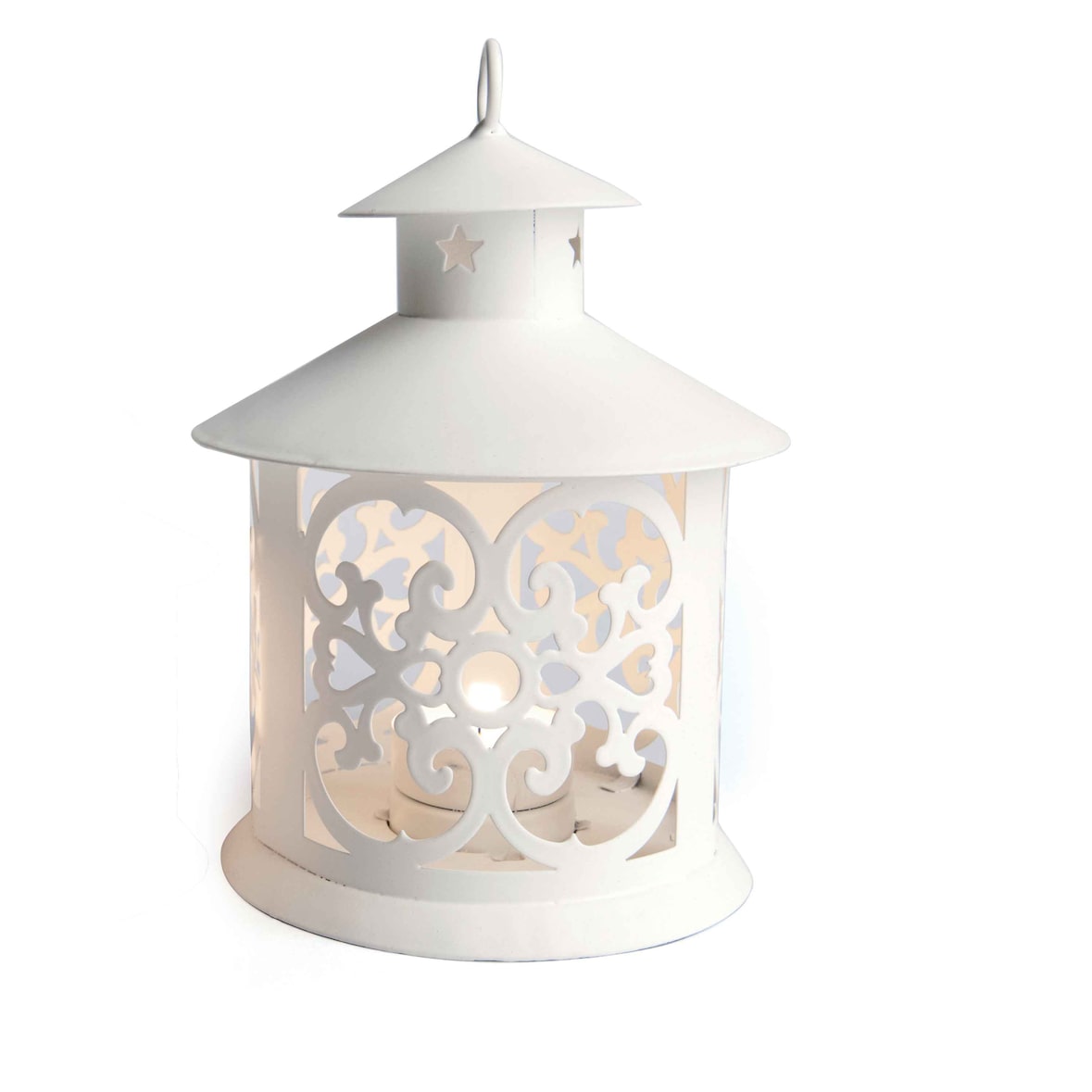 Excelsa lanterna Nordic Christmas ferro 12x12x19 cm bianco