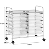 thumbnail of COSTWAY Rollwagen mit 12 stapelbaren Schubladen, Rollcontainer mit Metallrahmen und Ablage, 64 x 38 x 62 cm (transparent)