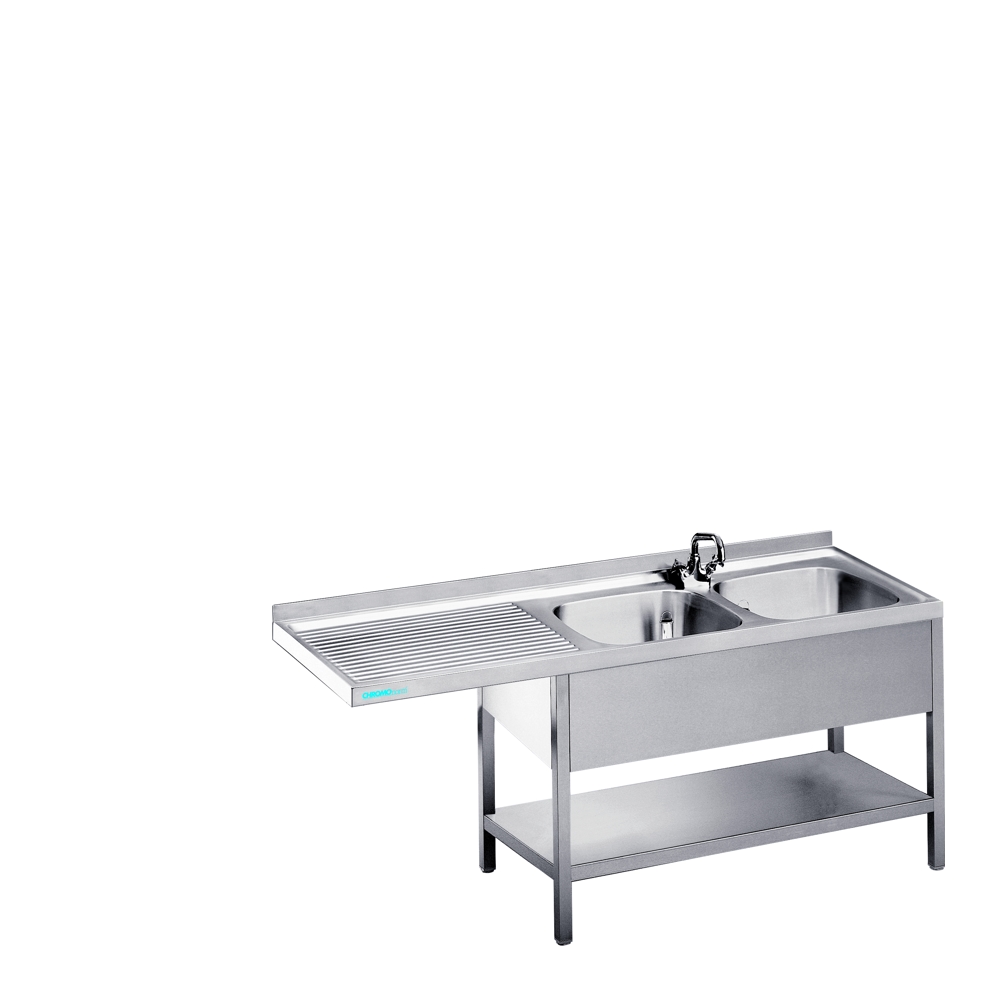CHROMOnorm spülcenter mıt 2 becken rechts und zwıschenboden 1900mm700mm900mm