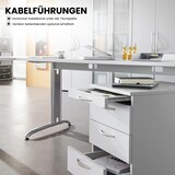 thumbnail of bümö Schreibtisch klein B-Serie 140x80 cm, Tischplatte aus Holz in Graphit, Gestell aus Metall in Silber - PC Tisch, kleiner Computertisch für's