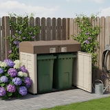 thumbnail of Rangement Poubelle 1500L - Cache Poubelle de Tri Polypropylène Ecru Taupe - Coffre de jardin Verrouillable par Cadenas