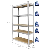 thumbnail of ECD Germany Werkstattregal Schwerlastregal - 180x90x40 cm - verzinkt - belastbar bis 750kg - 5 MDF-Platten - Lagerregal Steckregal Kellerregal