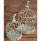 thumbnail of Moritz Deko-Vogelkäfig weiß rund 2er Set verziert mit für Blumen Kerzen u.m.