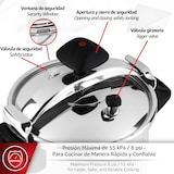thumbnail of Magefesa Inoxtar - Olla Express Tradicional de 6L, Acero Inoxidable 18/10, Inducción, Cocina Sana, Pomo Rotatorio, Fondo Termo-Difusor de 5 Capas