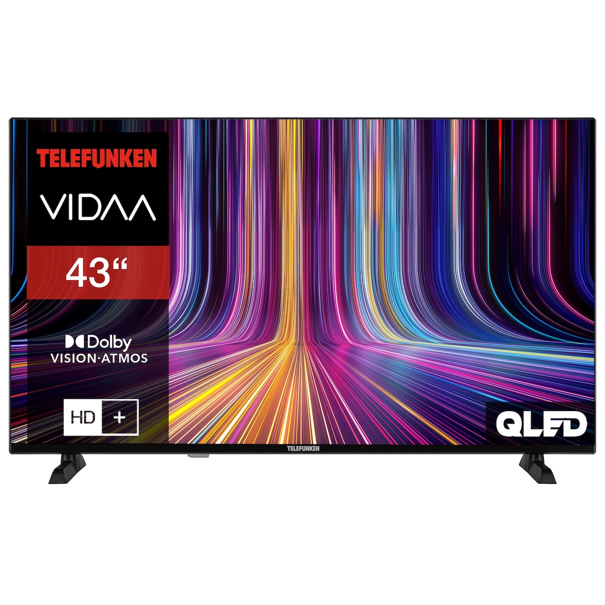 Telefunken Fernseher 43 Zoll QLED Smart TV VIDAA 4K UHD HDR Dolby Vision, HD+ 6 Monate, Triple-Tuner